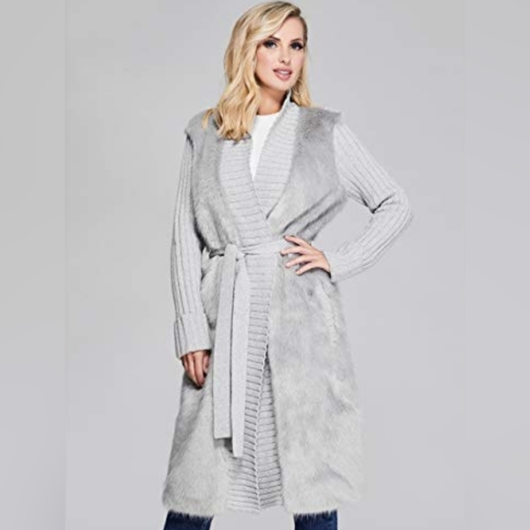 NWOT Marciano Havika Faux-Fur Cardigan Sweater